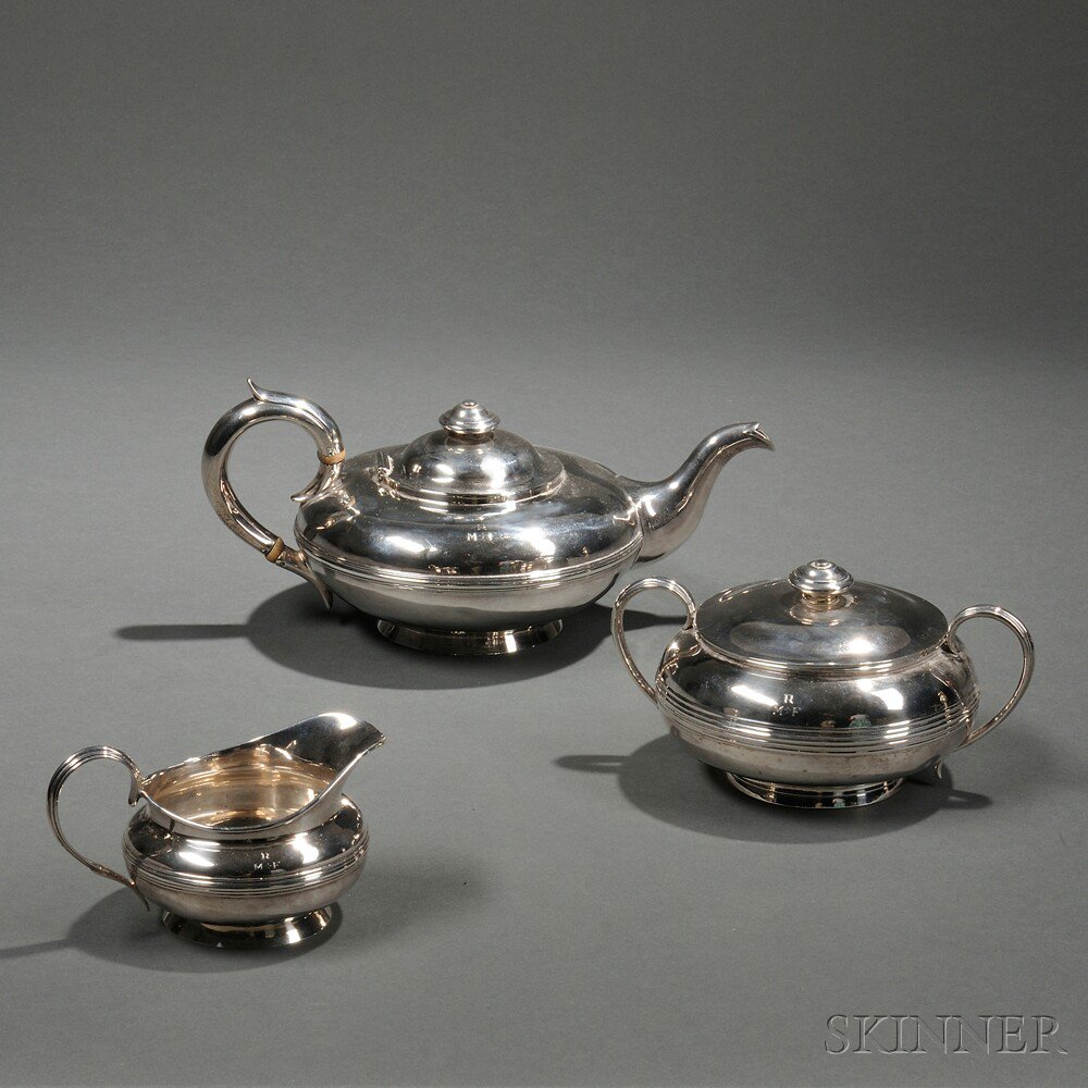 Appraisal: Assembled Three-piece George IV William IV Sterling Silver Tea Service