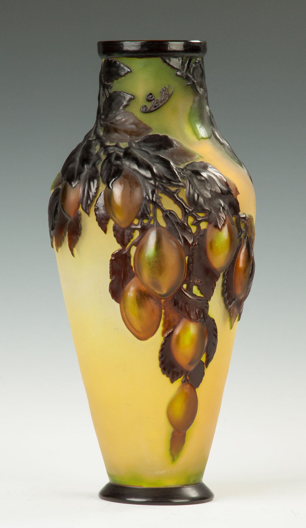 Appraisal: Fine Emile Galle Vase with Blown Out Plums Early th