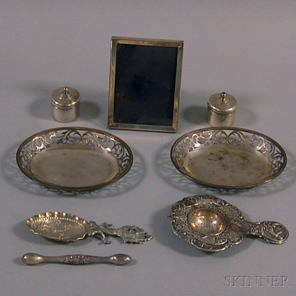 Appraisal: Eight Small Silver Items a pair of English reticulated dishes