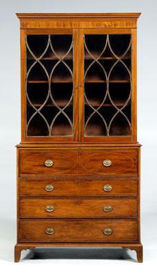 Appraisal: Charleston inlaid secretary bookcase mahogany with white pine secondary top