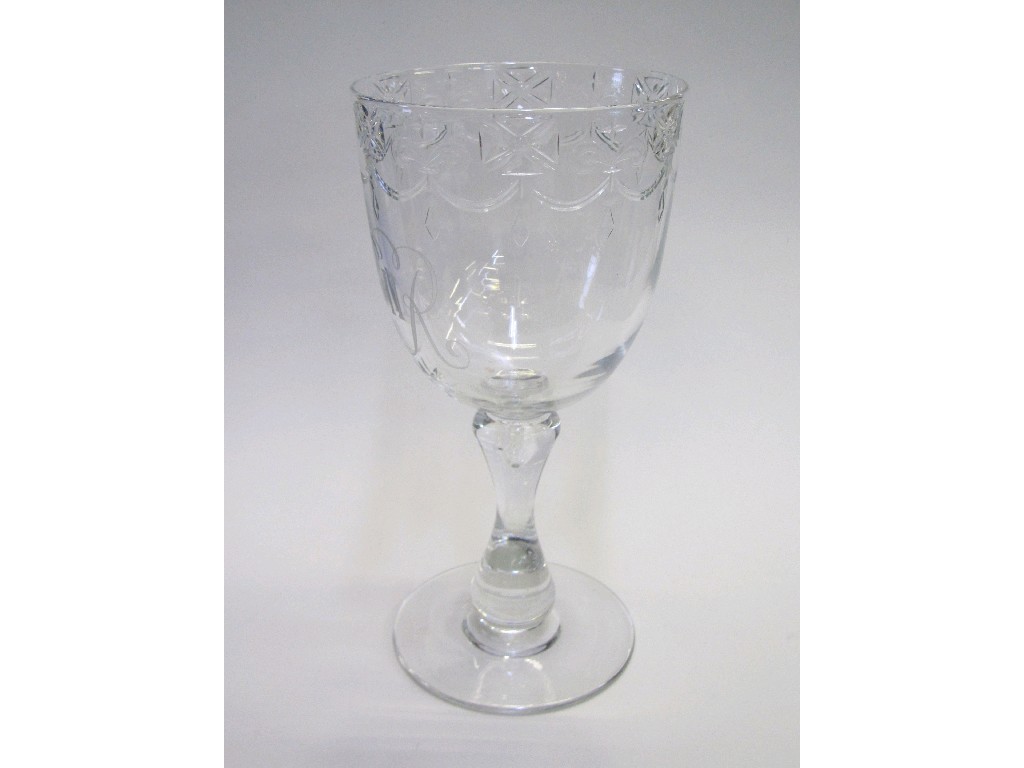 Appraisal: Large cut glass commemorative rummer for the Queen's Coronation in