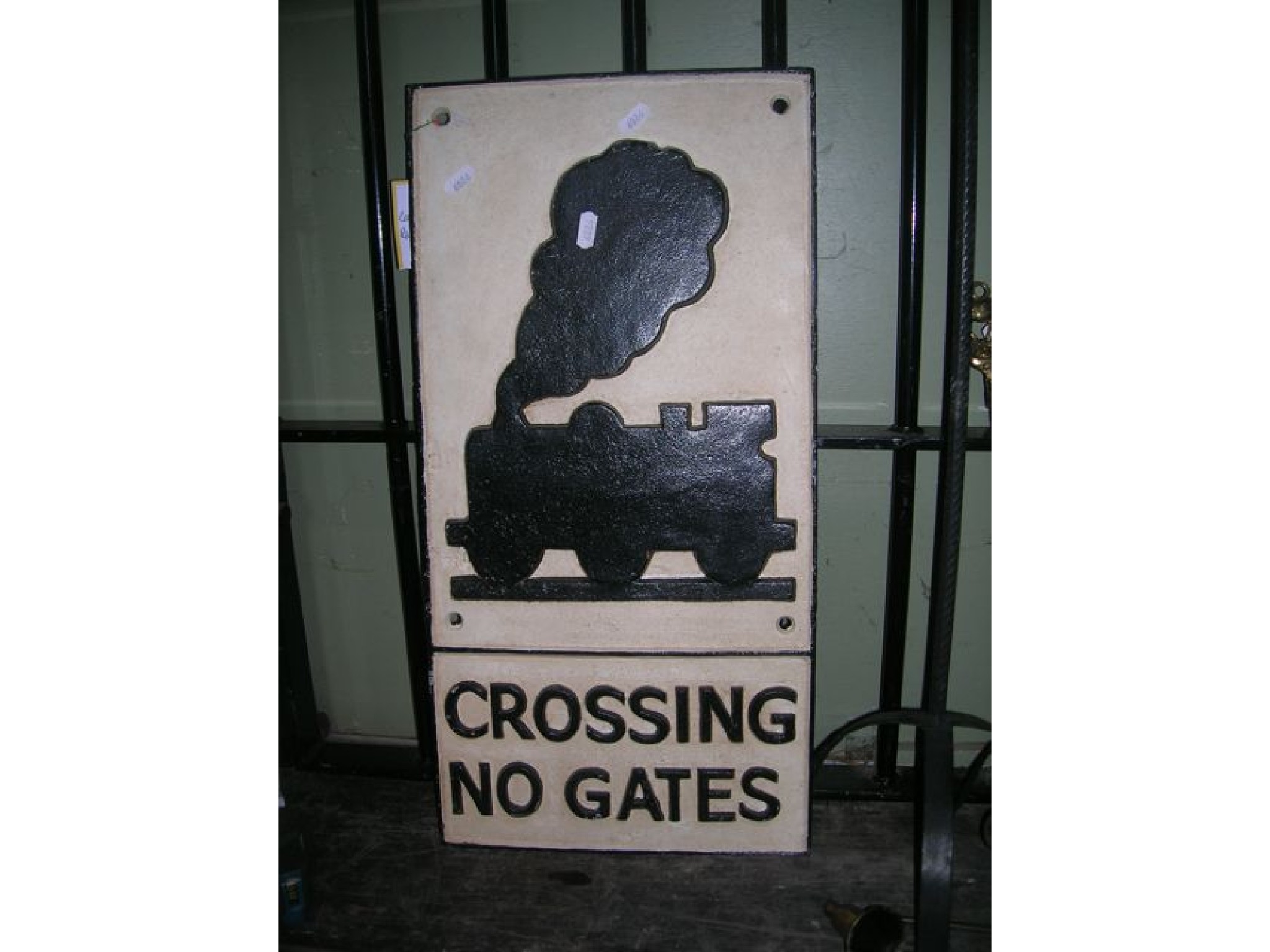 Appraisal: A cast iron railway sign notice of rectangular form with