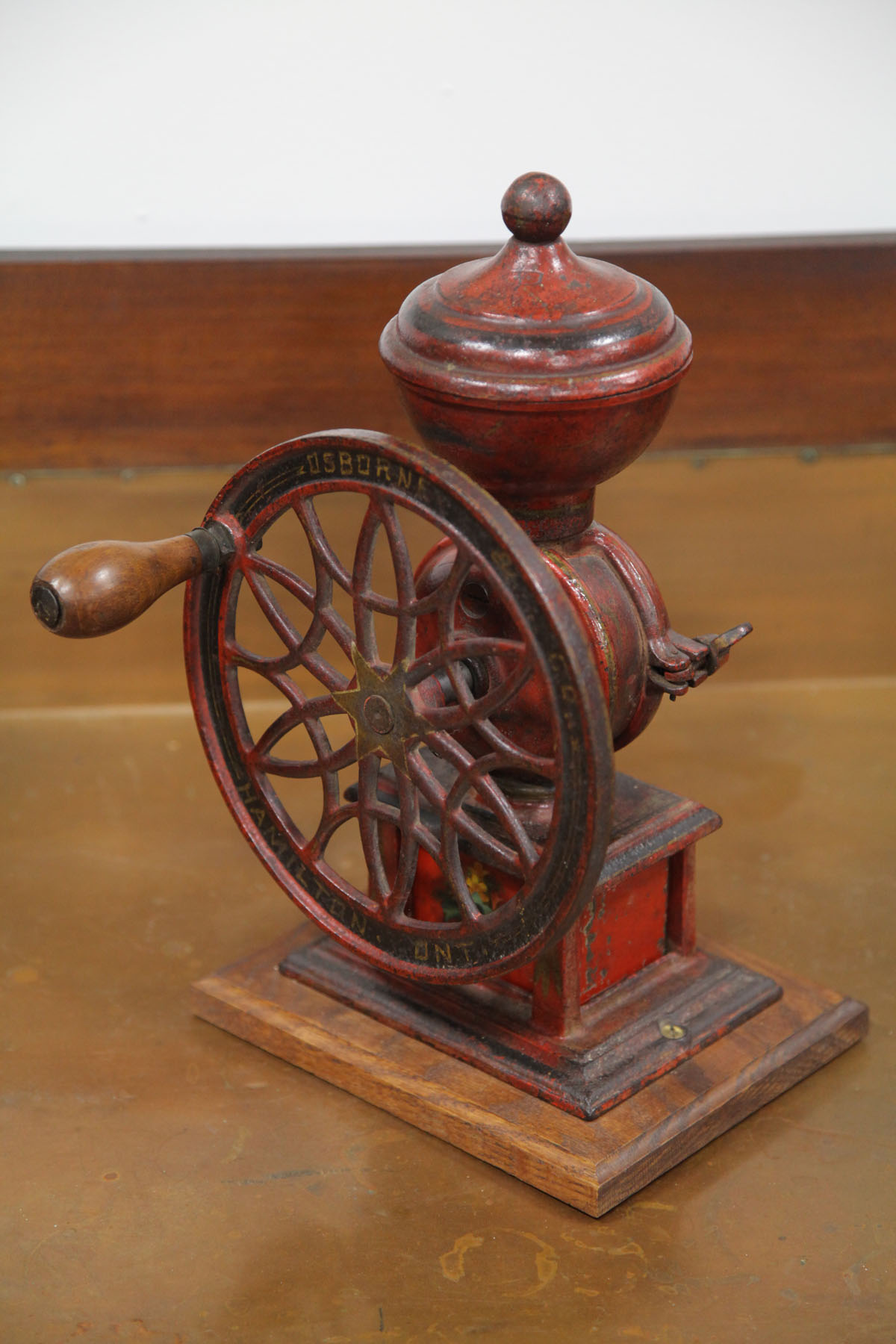 Appraisal: COFFEE GRINDER Ontario late th century Single wheel table top