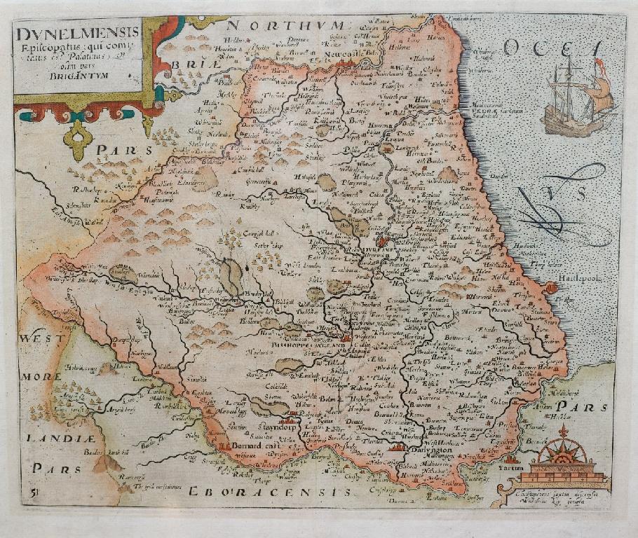 Appraisal: CHRISTOPHER SAXTON A MAP OF DURHAM HAND-COLOURED ENGRAVING BY WILLIAM