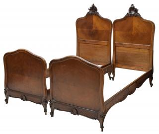 Appraisal: ITALIAN ROCOCO REVIVAL STYLE MAHOGANY BEDS Rococo revival style mahogany