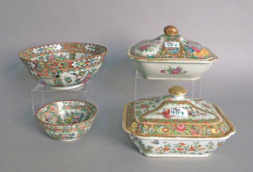 Appraisal: Two rose medallion covered vegetables together with two bowls