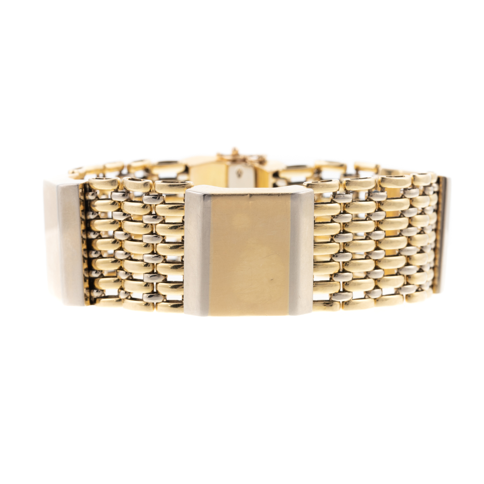 Appraisal: AN K TWO TONED WIDE LINK BRACELET BY KRIA K