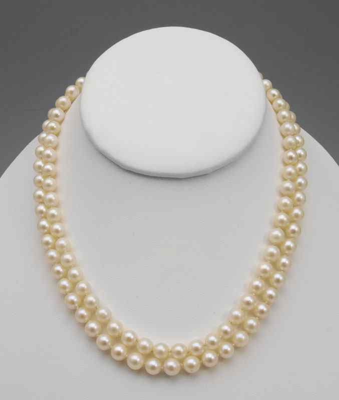 Appraisal: '' DOUBLE STRAND OF CULTURED PEARL NECKLACE '' double strand