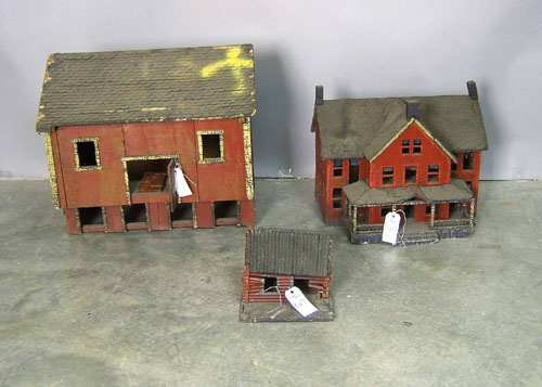 Appraisal: Painted model of houses barn and cabin early th c