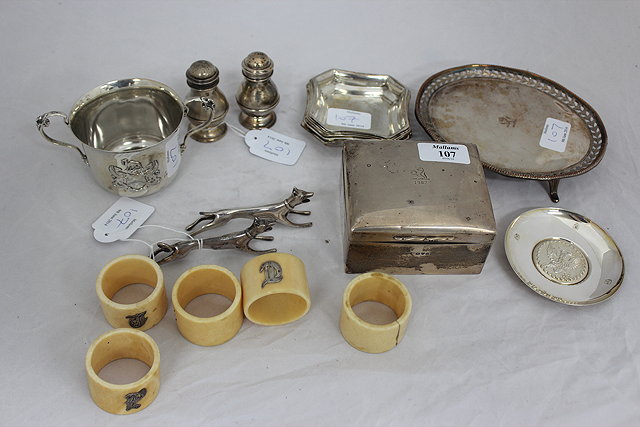 Appraisal: A GROUP OF SIX SILVER SQUARE DISHES with canted corners