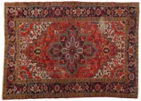 Appraisal: ANTIQUE HERIZ ORIENTAL RUG Center lobed medallion on a bright