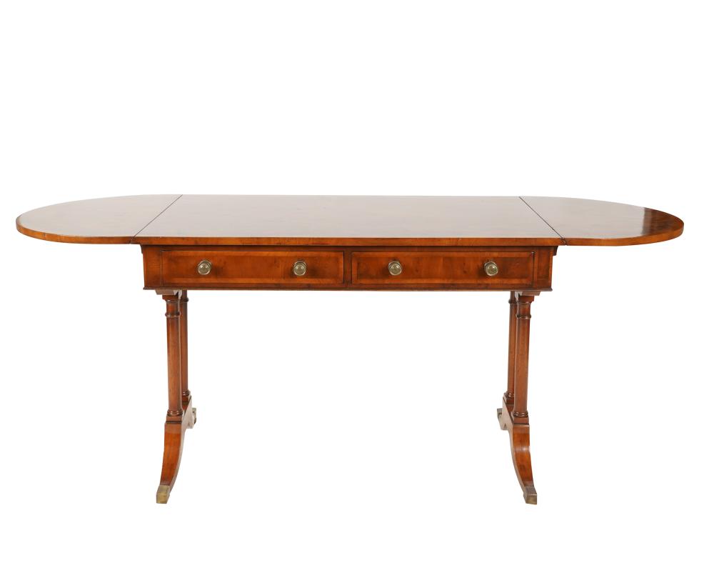 Appraisal: REGENCY-STYLE DROP LEAF SOFA TABLEthe hinged top over two half-width