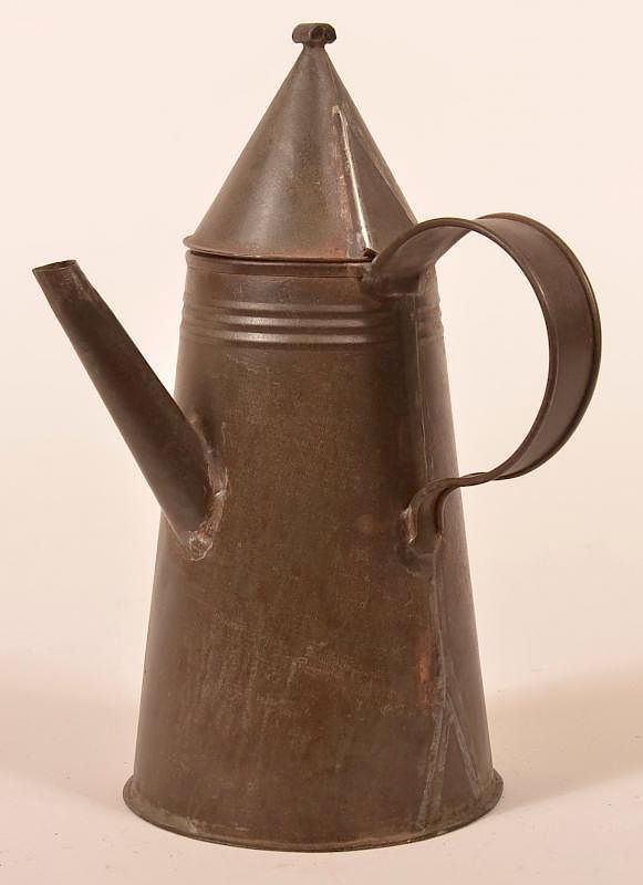 Appraisal: th Cent Tin Light House Side-spout Teapot th Century Tin