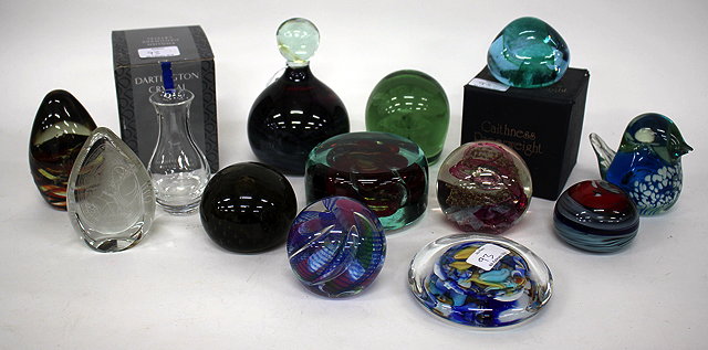 Appraisal: FOUR MDINA GLASS PAPERWEIGHTS two Caithness paperweights and further glass