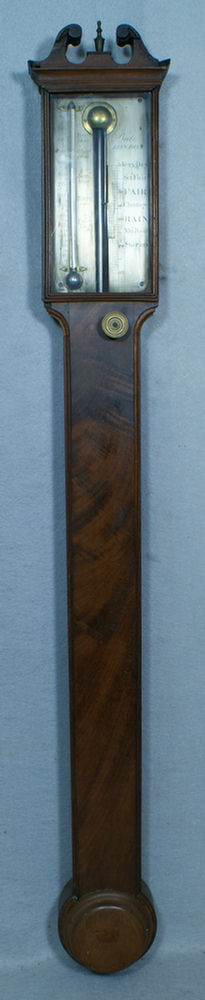 Appraisal: Mahogany stick barometer by Bates London silvered metal scale ivory