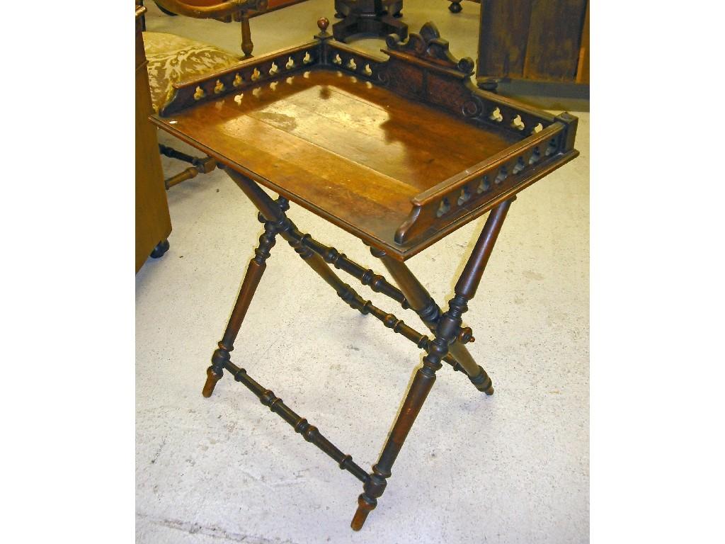 Appraisal: th century Gothic style butler's tray on stand with a