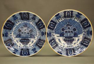 Appraisal: Two th c Delft Chargers Two th Century Dutch Delft