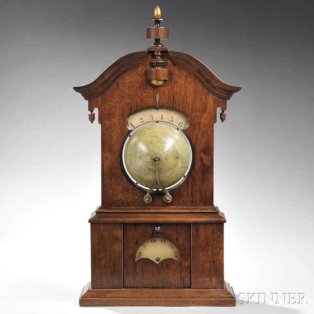 Appraisal: Timby Walnut Solar Timepiece or Globe Clock Saratoga Springs New