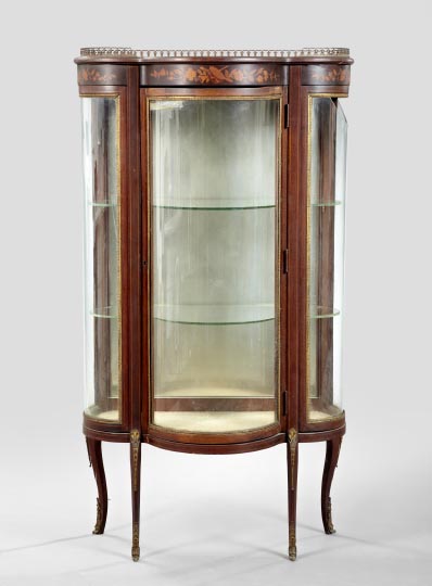 Appraisal: Louis XV-Style Mahogany Vitrine early th century the top with