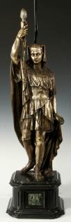 Appraisal: AFTER LEON PILET - AN EGYPTIAN REVIVAL BRONZE A silvered