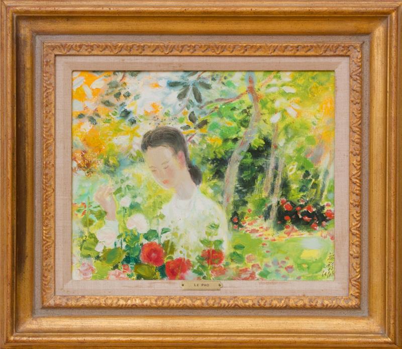 Appraisal: LE PHO - WOMAN WITH POPPIES Oil on canvas signed