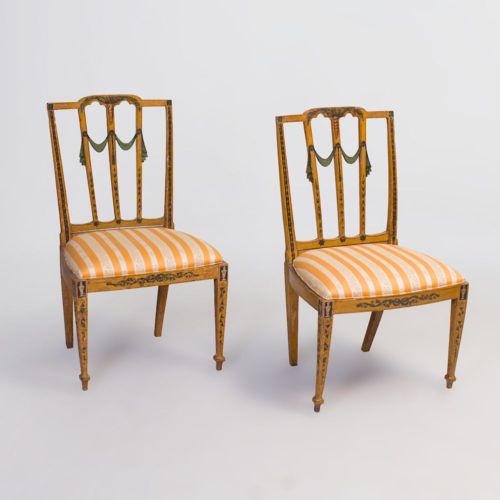 Appraisal: Pair of George III Painted Side Chairs x x in