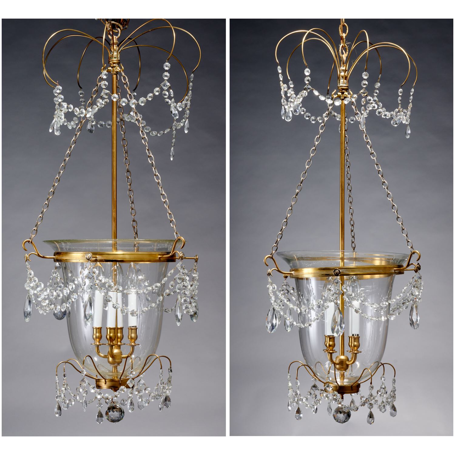 Appraisal: PAIR BALTIC NEOCLASSICAL STYLE BELL JAR LANTERNS th c each