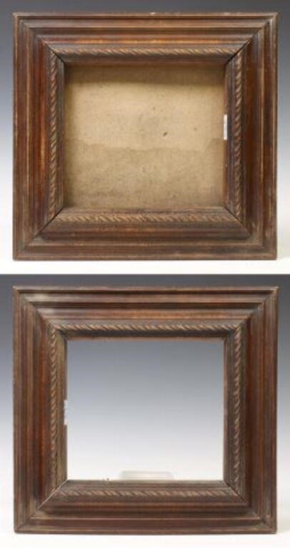 Appraisal: ANTIQUE CARVED WOOD PICTURE FRAMES pair Antique carved wood picture