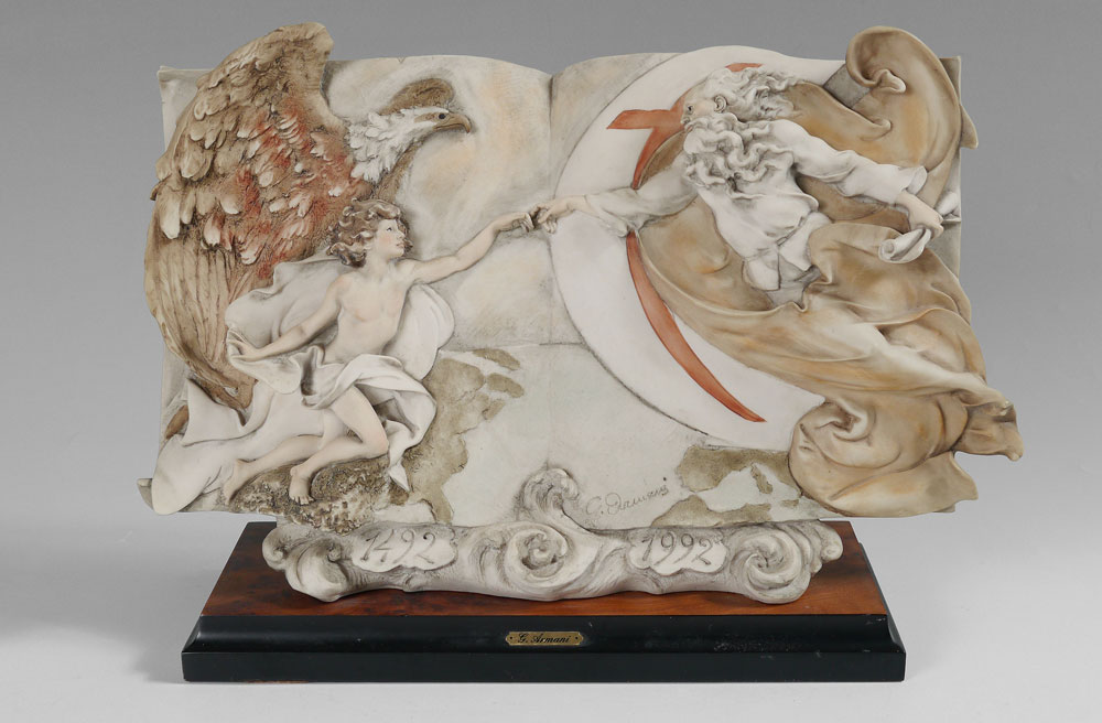 Appraisal: GIUSEPPE ARMANI SCULPTURE ''DISCOVERY OF AMERICAN'' C - Plaque Limited