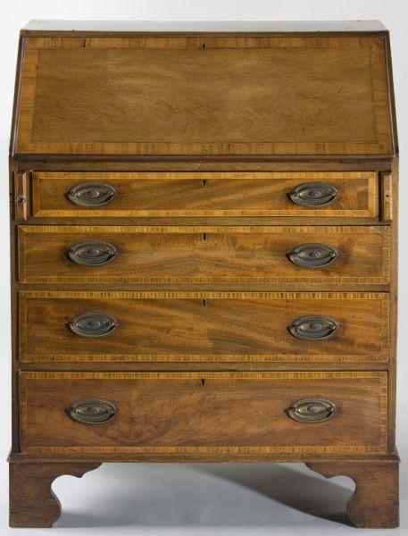 Appraisal: Georgian Style Antique Inlaid Slant Front Desk ca s diminutive