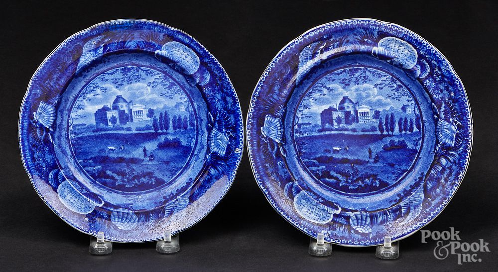 Appraisal: Two Historical blue Staffordshire plates Two Historical blue Staffordshire The