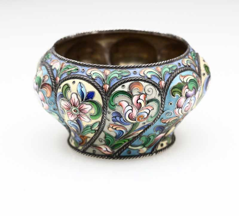 Appraisal: A Russian silver and cloisonne enamel salt cellar th Artel