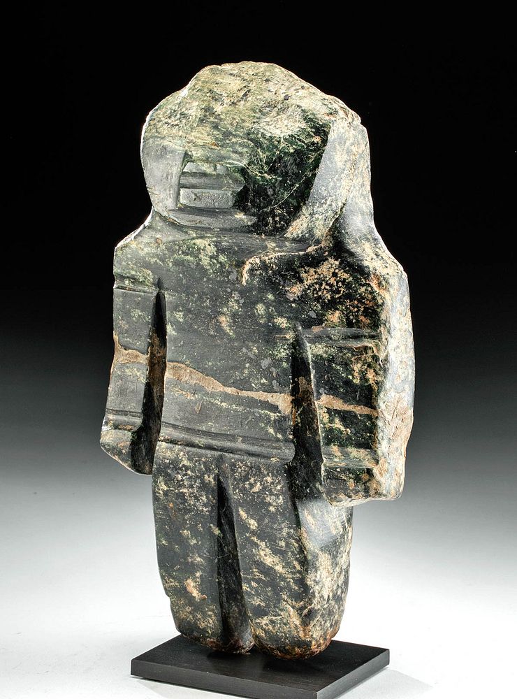 Appraisal: Chontal Serpentine Standing Figure Pre-Columbian Mexico Guerrero ca BCE Skillfully