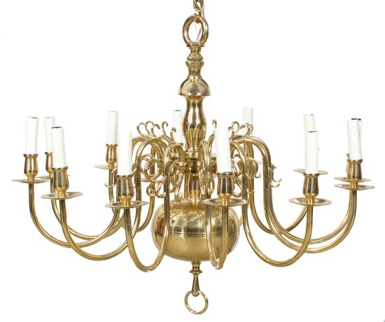 Appraisal: Sale Lot A Federal Style Brass Twelve-Light Chandelier th century