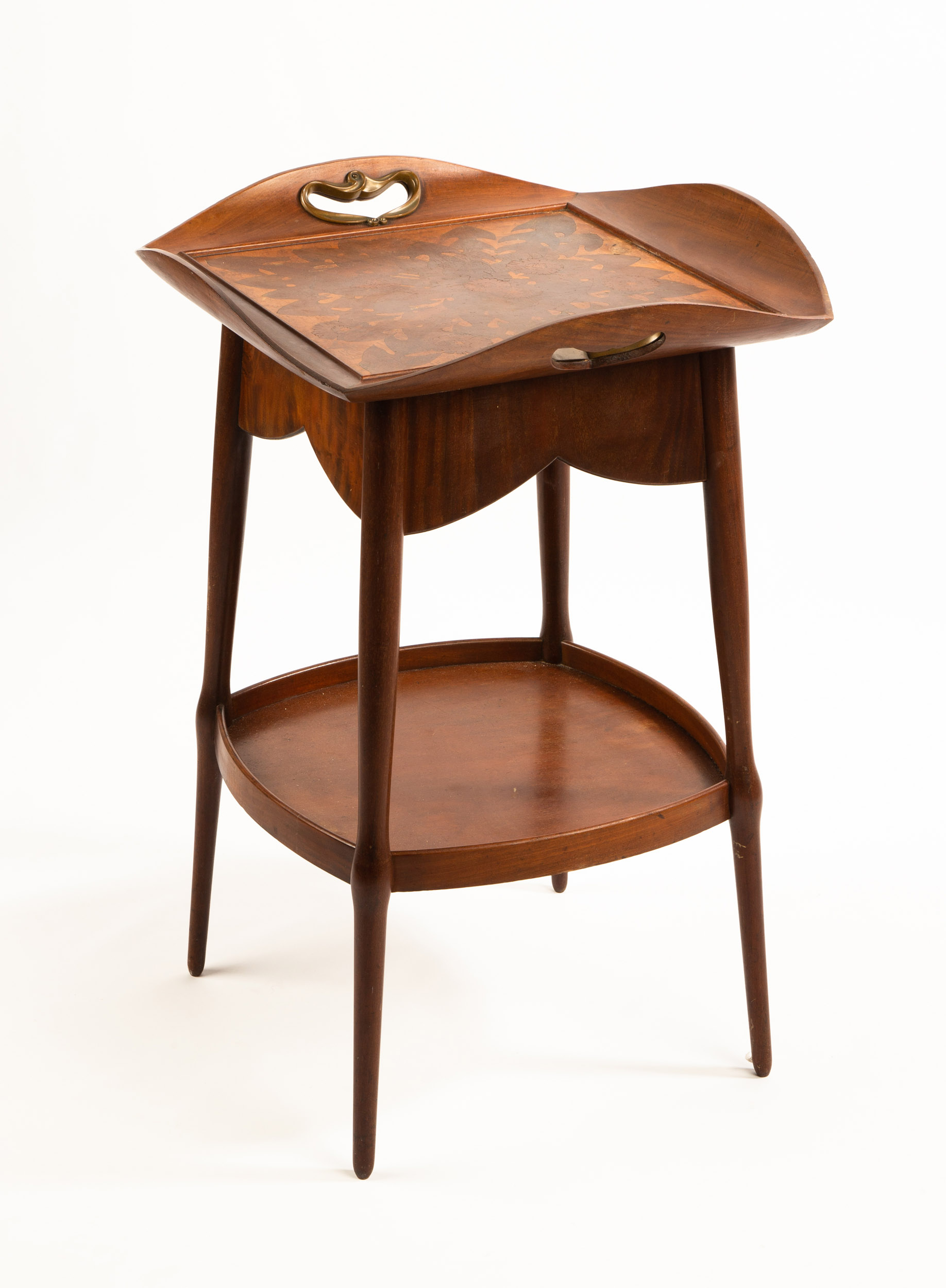 Appraisal: FRENCH ART NOUVEAU MAHOGANY TRAY TABLE Early th century In