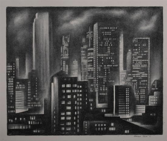 Appraisal: HOWARD COOK American - NEW YORK NIGHT signed and dated