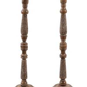 Appraisal: A Pair of Italian Wood Pricket Sticks Last Quarter th