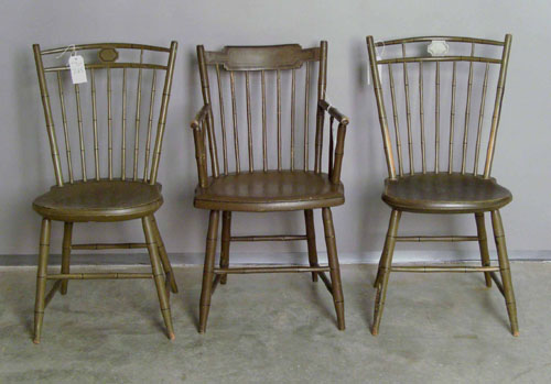 Appraisal: Pair of birdcage Windsor chairs ca together with a similar