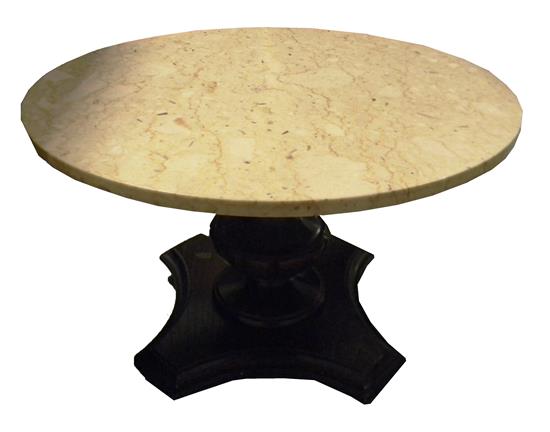 Appraisal: Mid- th C end table round cream-colored Perlato marble top