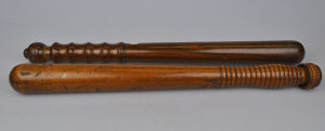 Appraisal: Victorian turned wood truncheon by Field Lemon St branded 'H