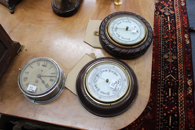 Appraisal: TWO ANEROID WALL BAROMETERS each with ceramic dials and a