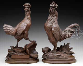 Appraisal: JULES MOIGNIEZ French - TWO WORKS POULE DE HOUDAN AND