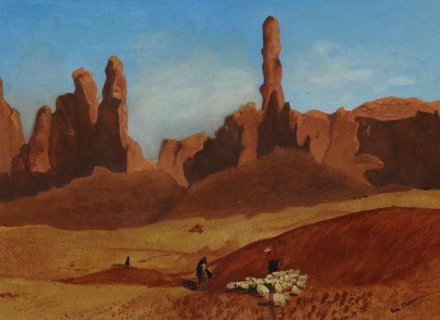 Appraisal: Framed oil on canvas painting Navajo Shepherds in Monument Valley