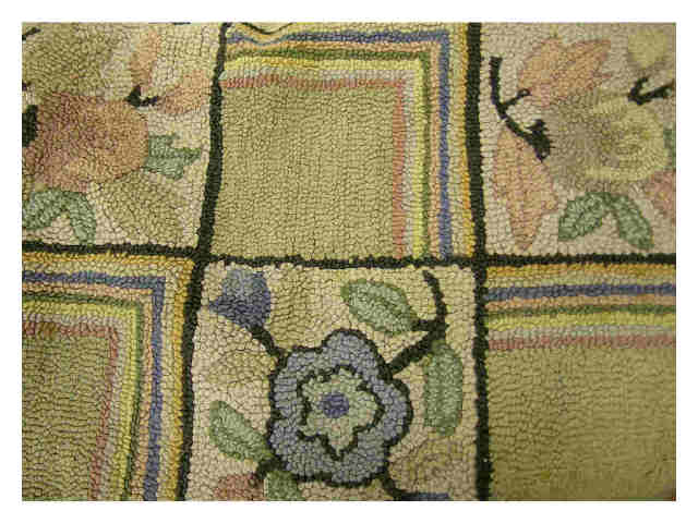 Appraisal: Hooked rug x with floral block motif