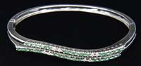 Appraisal: KT GOLD DIAMOND GREEN GARNET BRACELET Lovely kt white gold