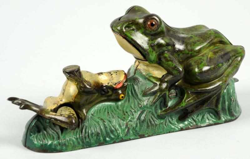 Appraisal: Cast Iron Two Frogs Mechanical Bank Manufactured by J E