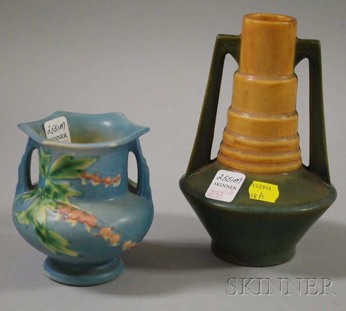 Appraisal: Roseville Pottery Futura Vase and Bleeding Heart Vase ht and