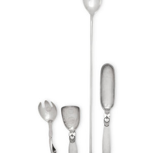 Appraisal: Three Georg Jensen Silver Flatware Articles th Century comprising a