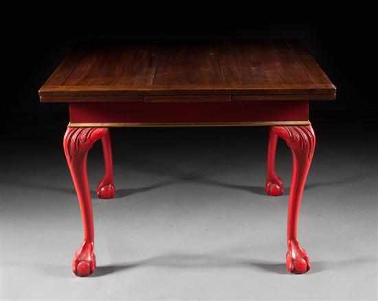 Appraisal: Chippendale style carved mahogany and painted wood draw leaf table