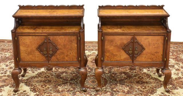 Appraisal: pair Italian burlwood bedside cabinets mid th c having a